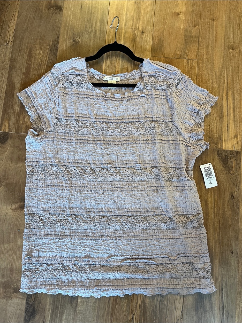 torrid Lavender Lace-Trim Short Sleeve Tee